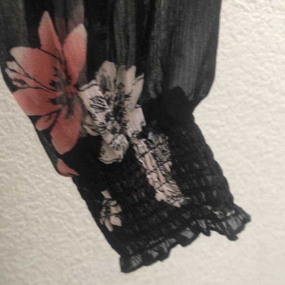 Love, Fire | Synthetic Mock Neck black floral midi dress - Picture 7 of 15